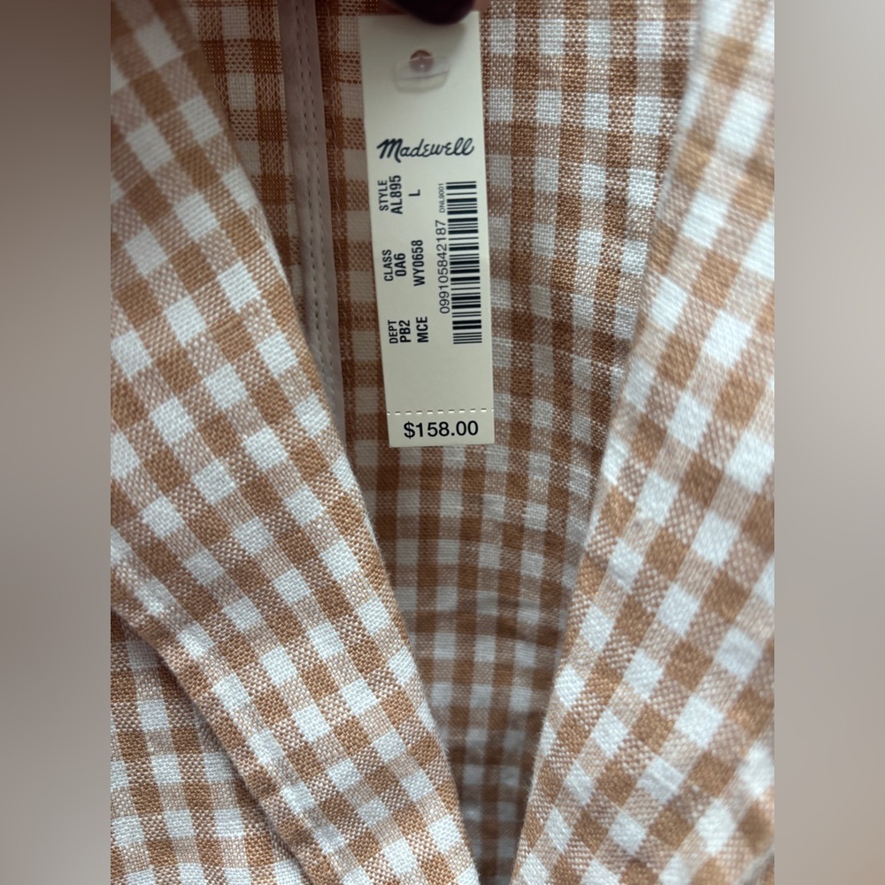Madewell Linen Dorset Blazer in Gingham Check - Picture 3 of 15